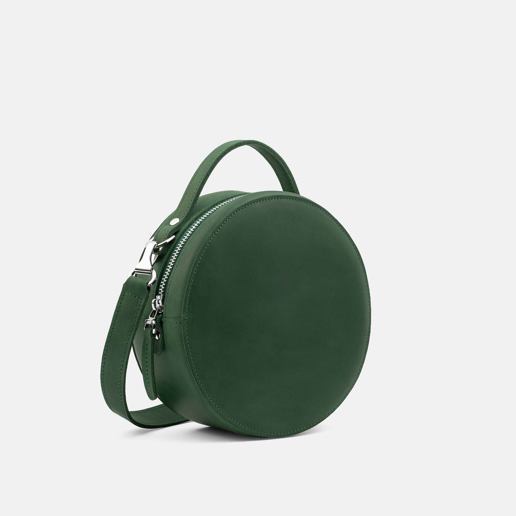 Structured Crazy Horse Leather Round Multi-Wear Shoulder Crossbody Bag