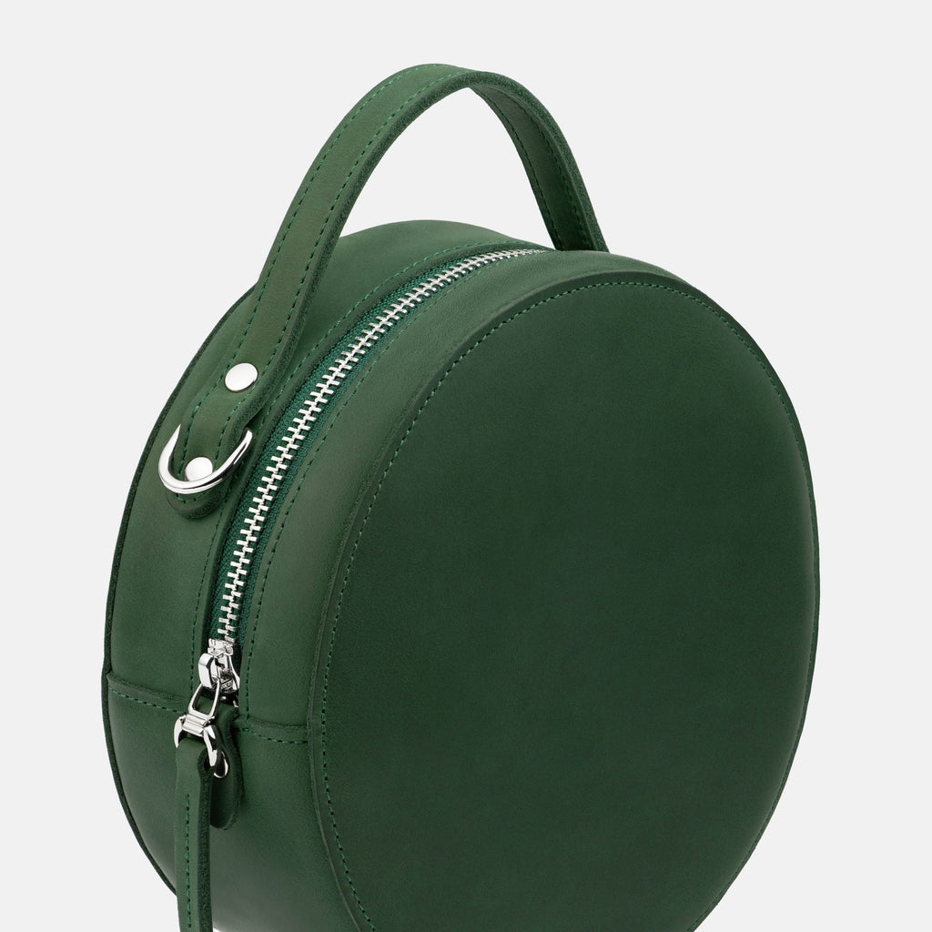 Structured Crazy Horse Leather Round Multi-Wear Shoulder Crossbody Bag