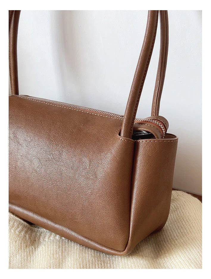 Retro Soft Synthetic Leather Zip Hobo Shoulder Handbag