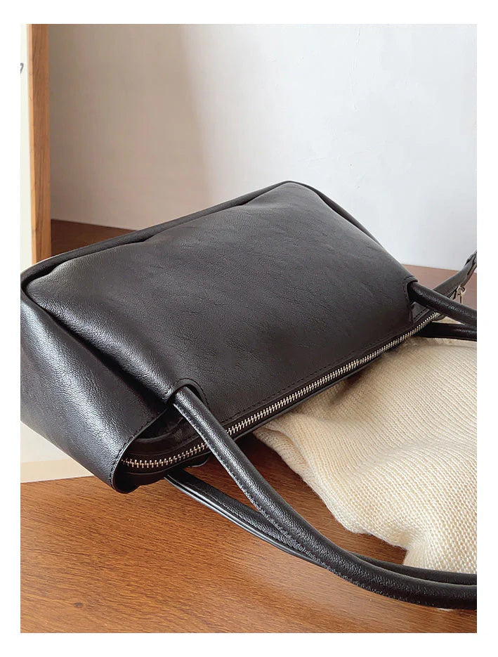 Retro Soft Synthetic Leather Zip Hobo Shoulder Handbag