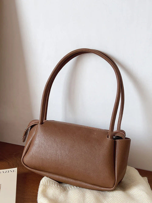 Retro Soft Synthetic Leather Zip Hobo Shoulder Handbag