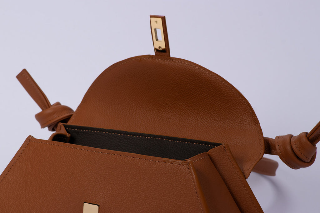 Full-Grain Taurillon Leather Knotted Strap Structured Shoulder Bag