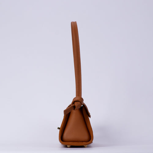Full-Grain Taurillon Leather Knotted Strap Structured Shoulder Bag
