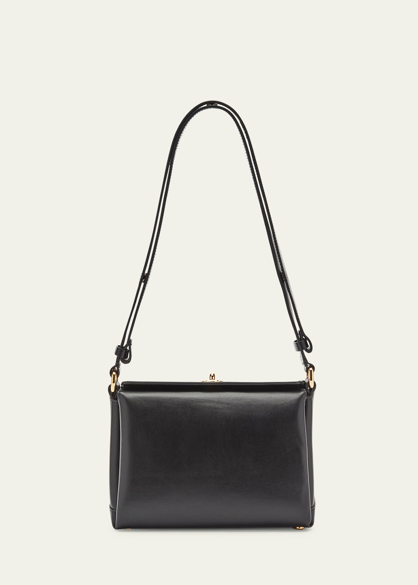 Vitello Leather Foldover Twist Lock Adjustable Strap Small Shoulder Bag
