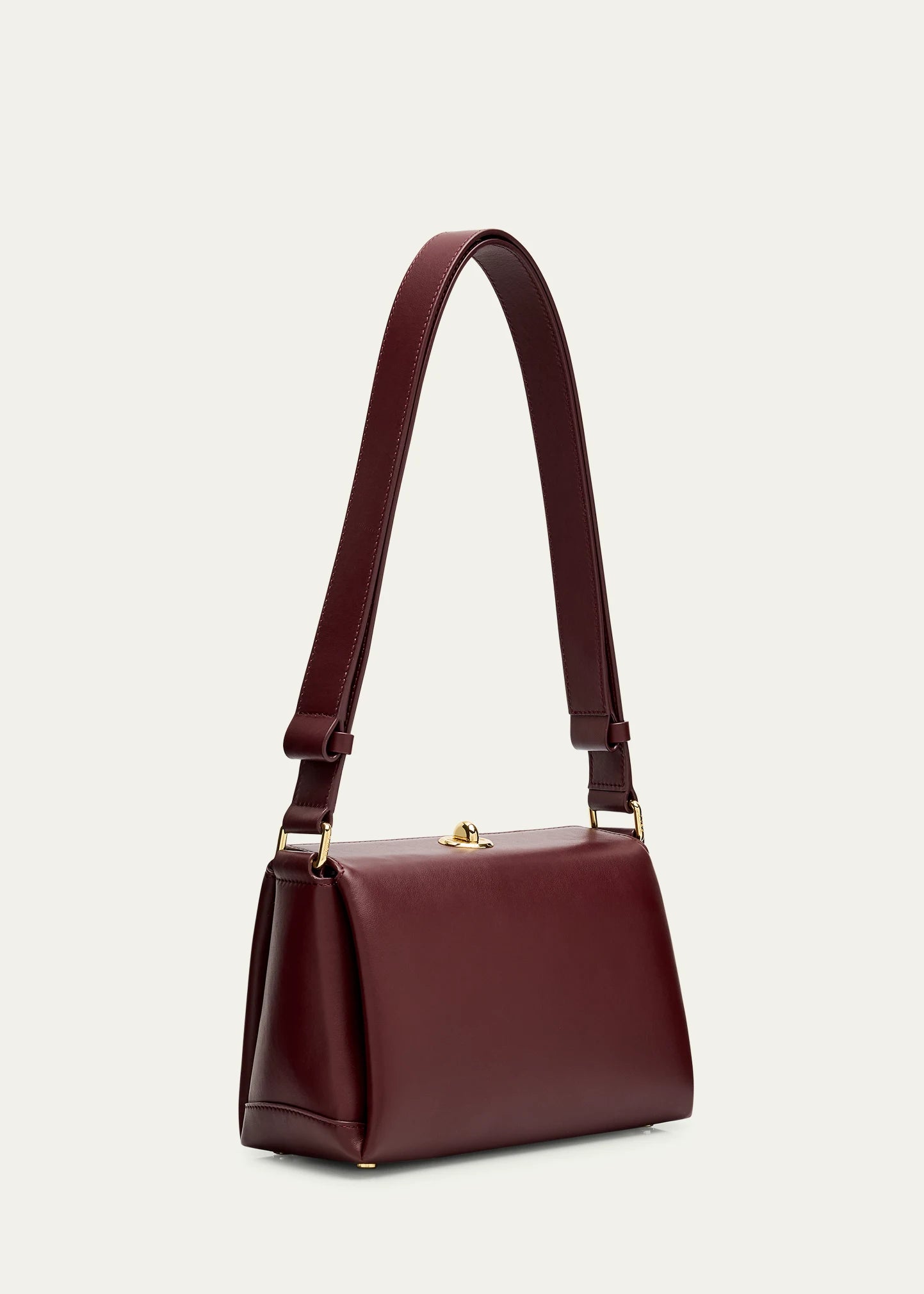 Vitello Leather Foldover Twist Lock Adjustable Strap Small Shoulder Bag