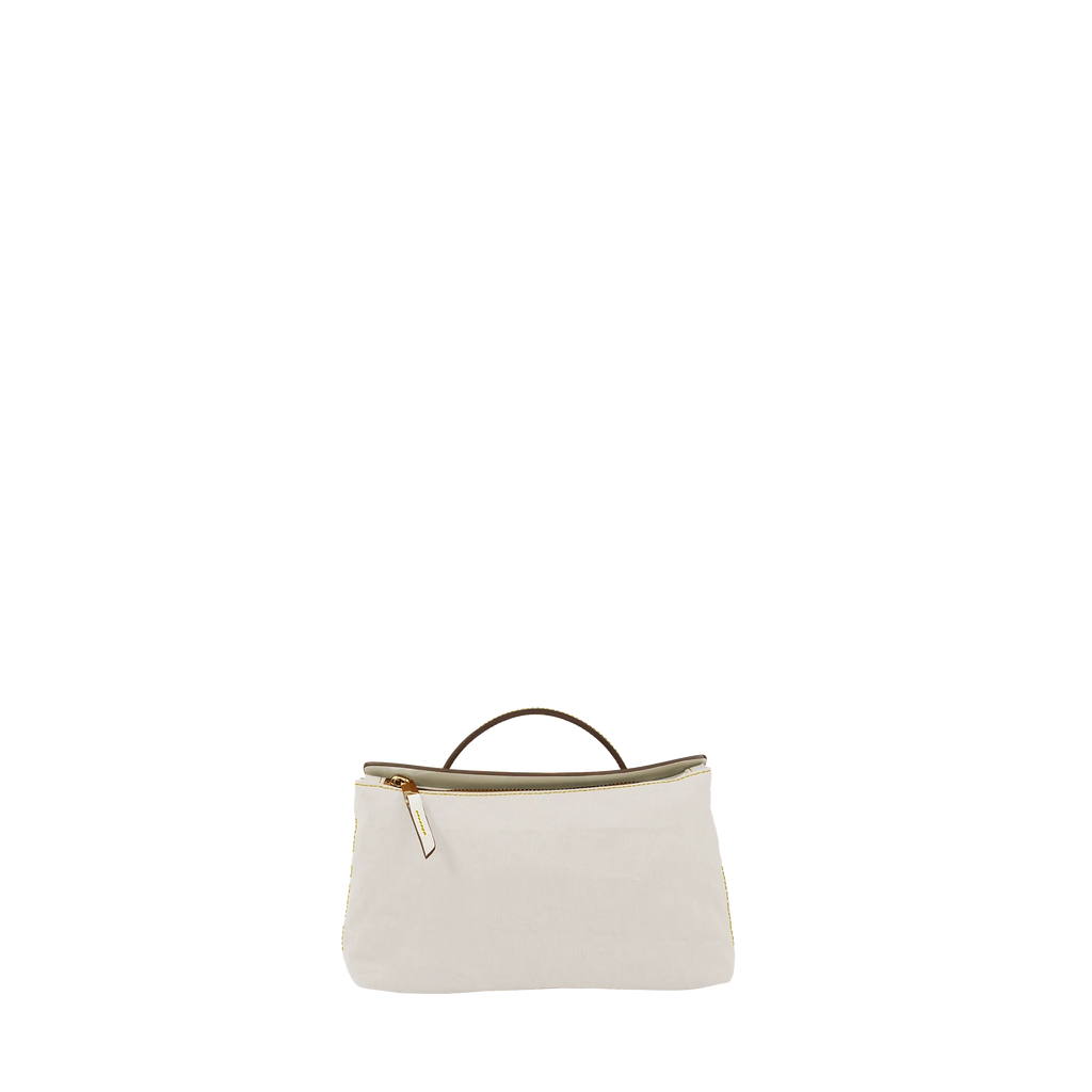 Lightweight Nylon Vachetta Leather Trim Mini Zipper Pochette Handbag