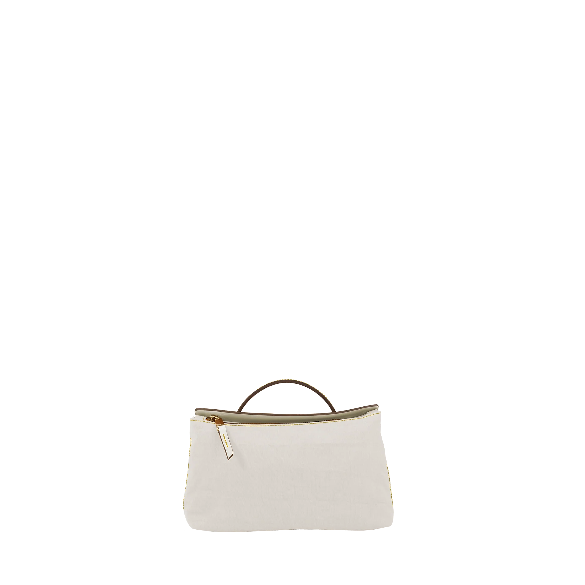Lightweight Nylon Vachetta Leather Trim Mini Zipper Pochette Handbag