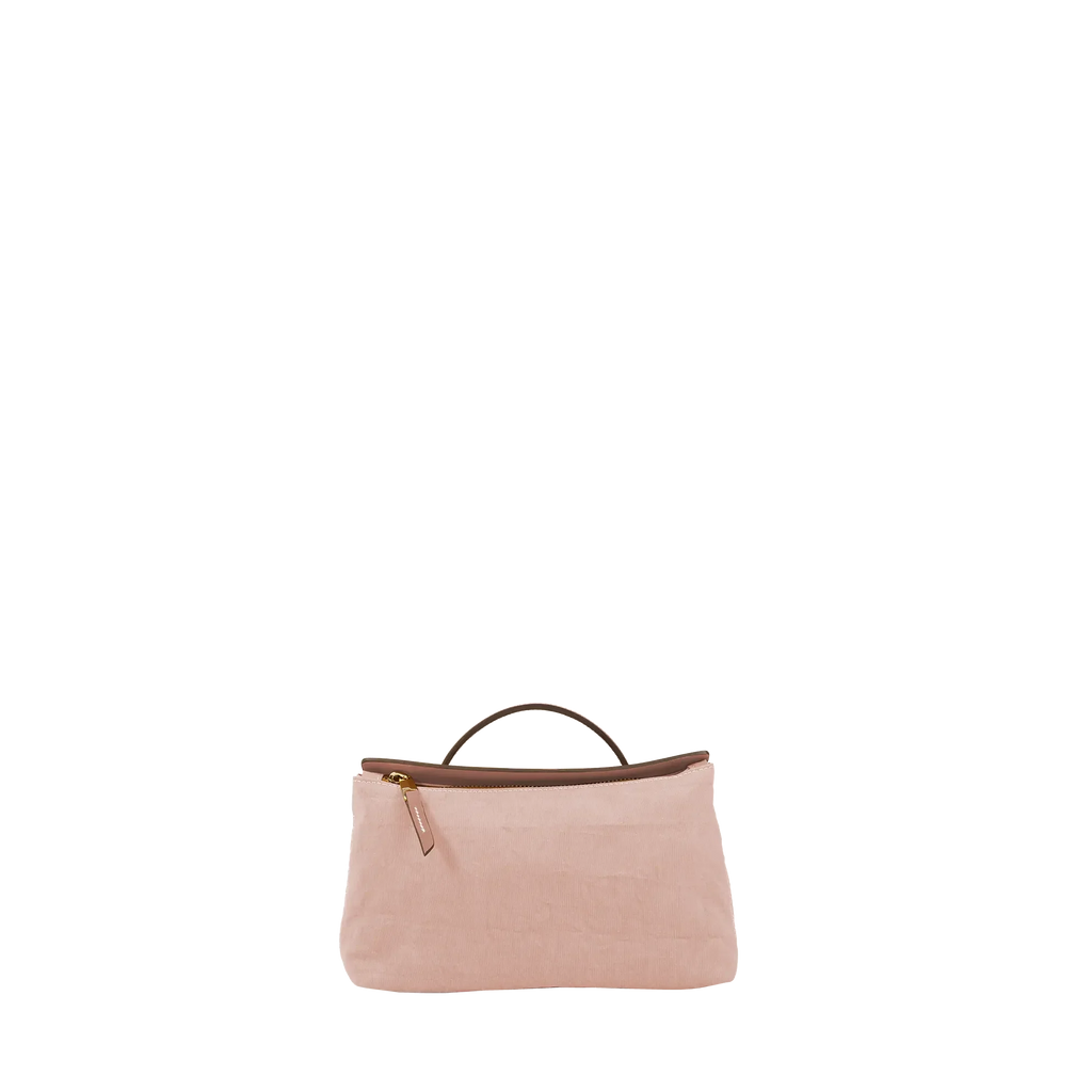 Lightweight Nylon Vachetta Leather Trim Mini Zipper Pochette Handbag