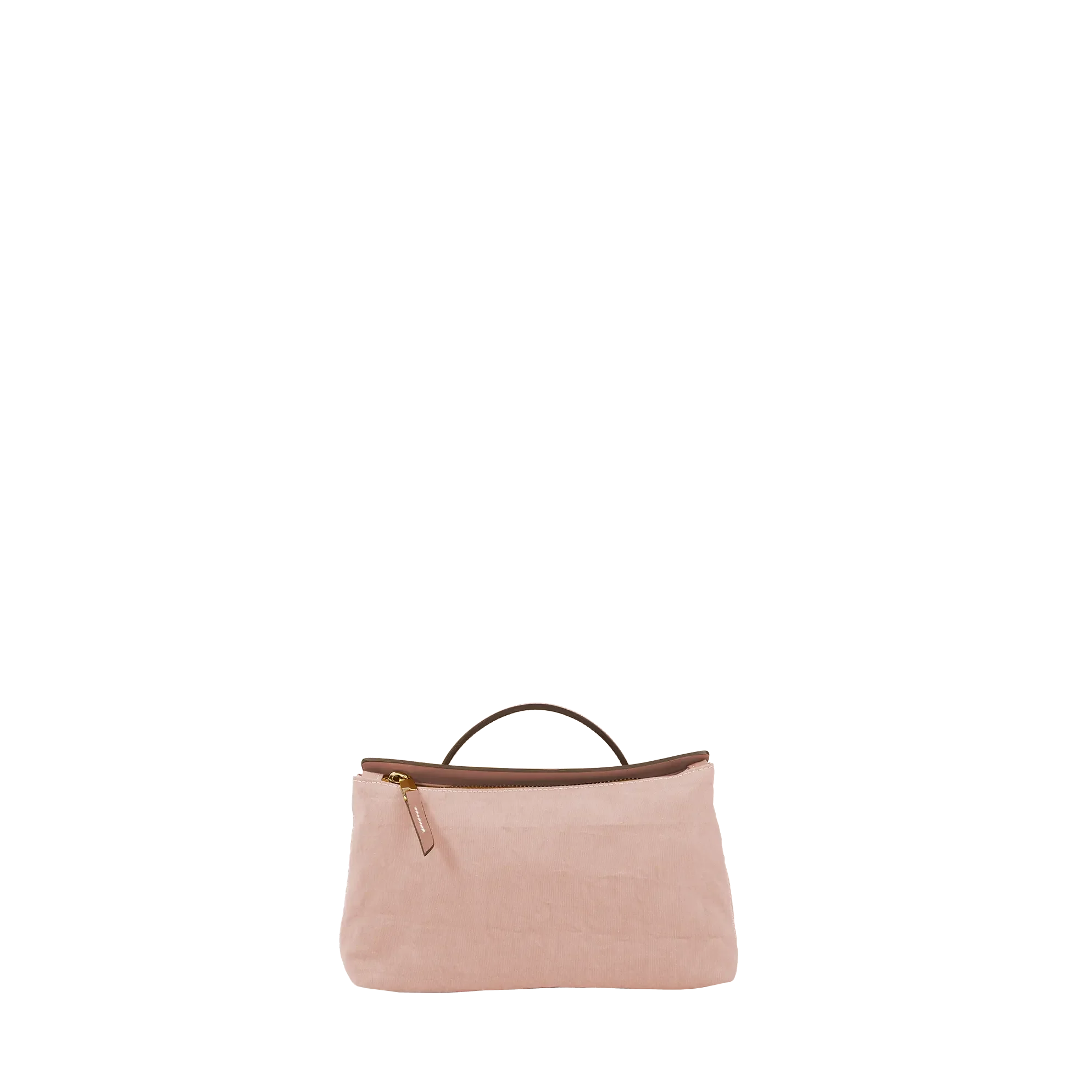 Lightweight Nylon Vachetta Leather Trim Mini Zipper Pochette Handbag