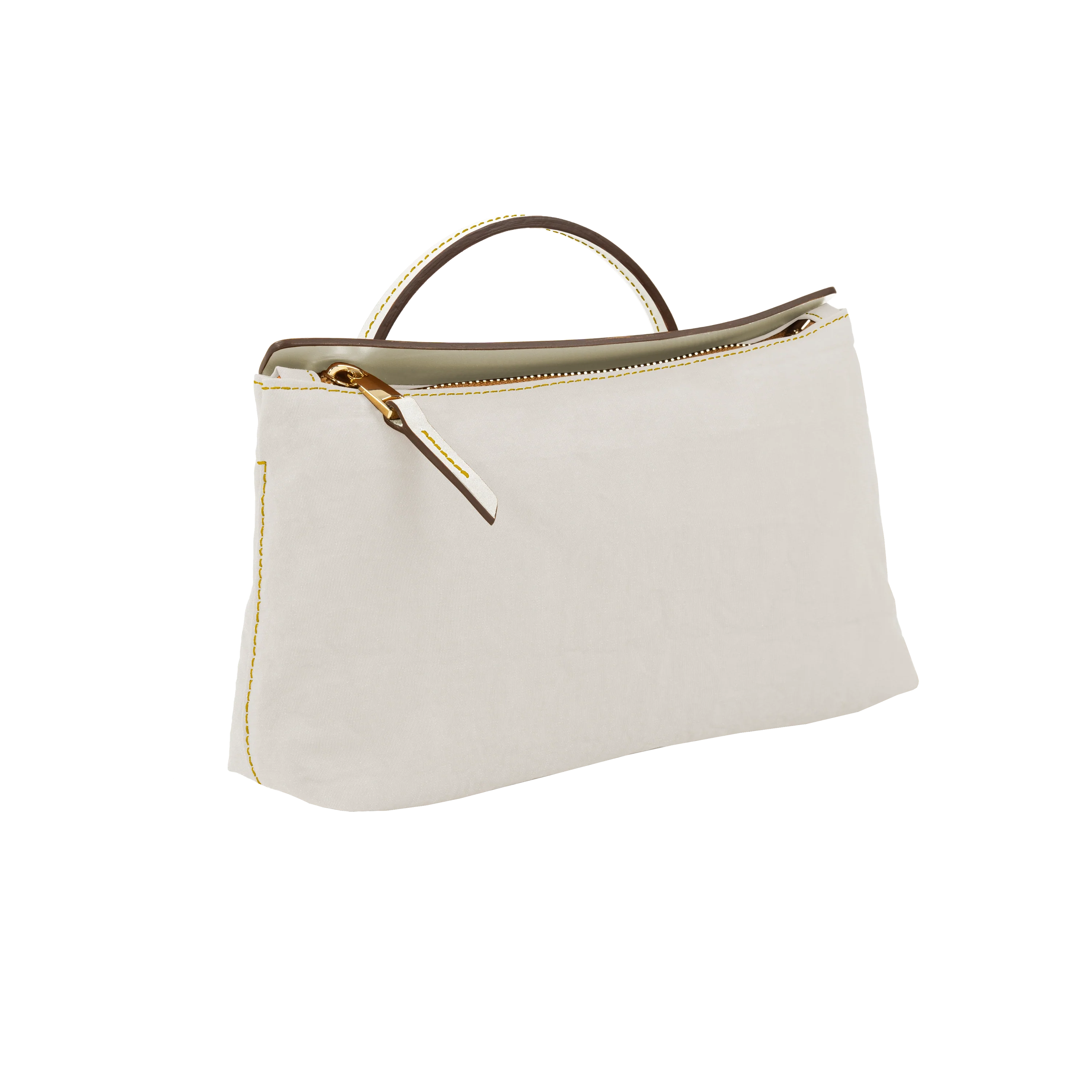 Lightweight Nylon Vachetta Leather Trim Mini Zipper Pochette Handbag