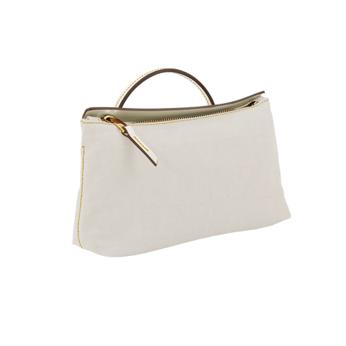 Lightweight Nylon Vachetta Leather Trim Mini Zipper Pochette Handbag